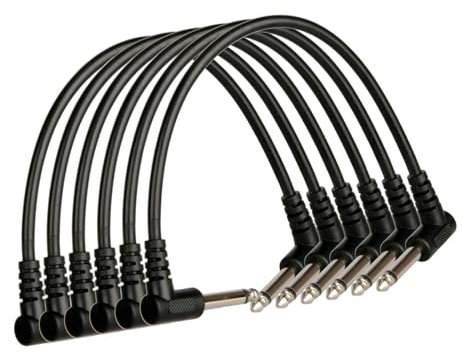 Harilla Guitar Patch Cable Instrument Audio Cable 1/4 Parts Connecting Wire Guitar Patch Link Cable for Bass Mixer Electric Guitar, 6Pcs