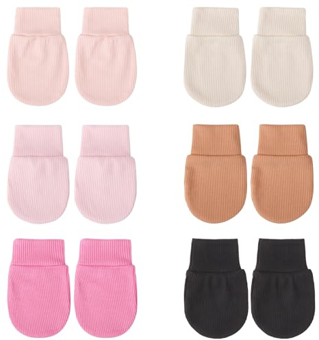 DRESHOW Moufles pour Bébé Nouveau-né Gants pour Nourrisson Gants en Coton Sans Rayures pour 0-6 mois