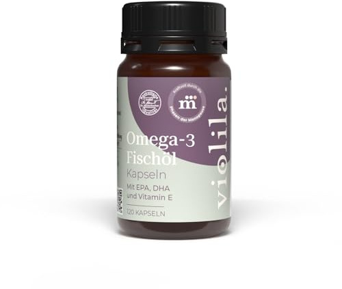 violila Omega-3 Fischöl Kapseln mit EPA & DHA plus Vitamin E | Für Herzfunktion, Gehirn & Sehkraft | Zellschutz durch natürliches Vitamin E | Hochdosiert | Reines Fischöl |120 Kapseln