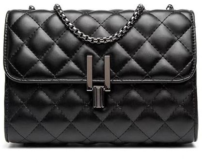 MHADBKH Damen-Umhängetasche mit Kettenriemen, PU-Leder, gesteppt, Kuriertasche, ästhetische Handtasche, Geldbörse, Einkaufstasche