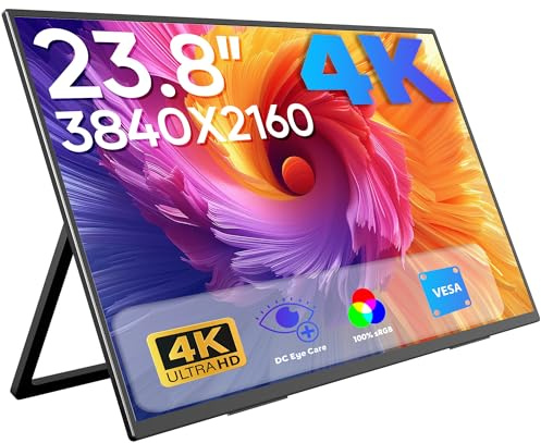MAGICRAVEN 4K Monitor Portatile 23,8 Pollici, 3840x2160 UHD IPS Schermo Portatile PC, Portable Monitor USB C HDMI Monitor Portatile per Laptop/PC/Mac/Telefoni/Switch con Supporti, Plug e Play