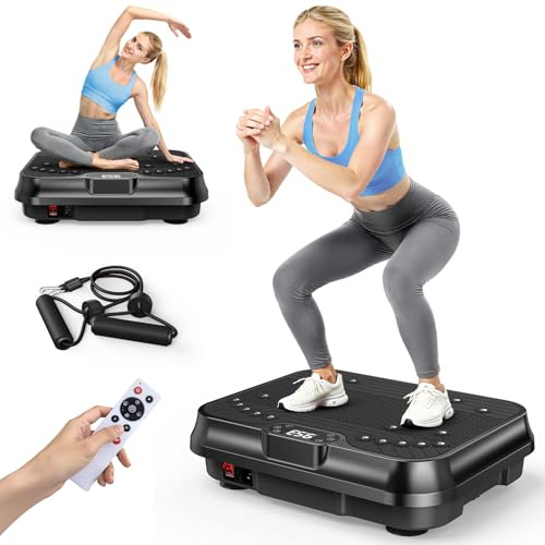 HomeFitnessCode Vibrationsplatte Vibrationsgerät für Abnahmen Zuhause | Fitnessgeräte für Frauen Männer Vibrationstrainer mit Mehreren Stufen + Vorprogramm für Muskelaufbau Ganzkörpertraining