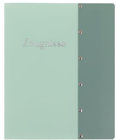 Idena 22090 - Zeugnismappe mit 12 Klarsichthüllen, Dokumentenmappe A4, Sichtbuch in Pastell Petrol, Mappe für Zeugnisse, Dokumente uvm.