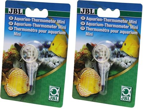 JBL Aquarium Thermometer Mini 6121600, Kleines Aquarienthermometer, 0-50 °C (Packung mit 2)