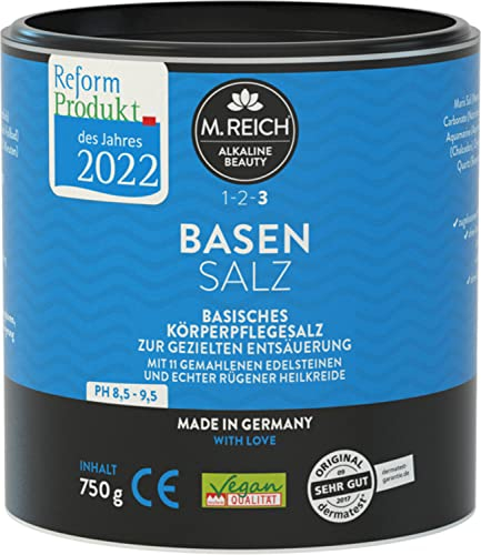 M.Reich Basensalz - 750 g - Basenbad - Medizinprodukt zur gezielten Entsäuerung über die Haut - Mit Rügener Heilerde und wertvollem Edelsteinpulver - Ideal als Fuss- und Vollbad