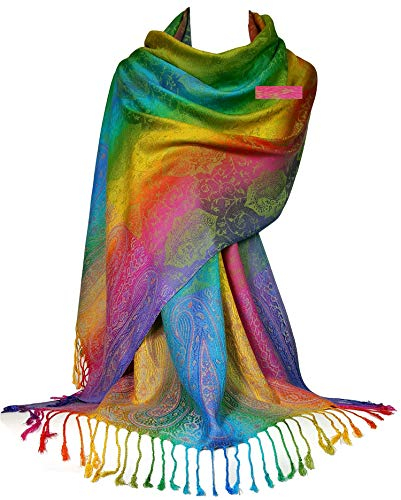 Gfm Seidiger Regenbogen-Schal im Pashmina-Stil, Paisley- oder Blumen-Muster Gr. 90, Pais-39-23-jtn Paisley