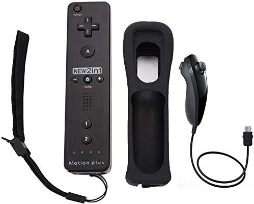 Manette de Jeu Motion Plus pour Wii et Wii U, Accélérateur de Jeu Télécommandé Elégant pour Nintendo Wii et Wii U avec Housse de Protection (Noir)