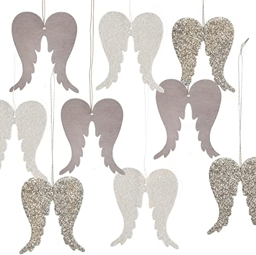 Logbuch-Verlag 9 Weihnachten Anhänger weiß Silber 8 cm Engelsflügel mit Schnur zum Aufhängen
