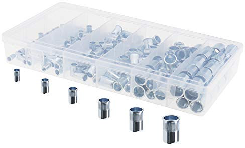 OTOTEC 220-teiliges Nietmuttern-Set, gerändelter Stahl, gezahnt, reduziert (M3, M4, M5, M6, M8, M10), Senkkopf