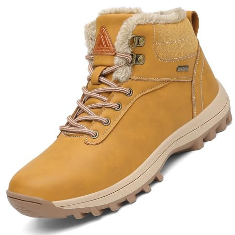Mishansha Scarpe Donna Invernali Stivaletti Invernali Scarponcini Invernali Impermeabili Stivali da Neve Giallo,GR.38