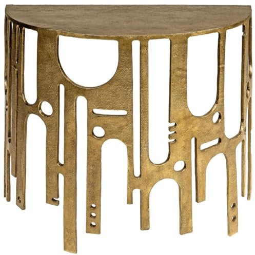 Casa Padrino Designer Aluminium Konsole Bronzefarben 90 x 45 x H. 75 - Halbrunder Konsolentisch - Wohnzimmer Möbel - Luxus Kollektion