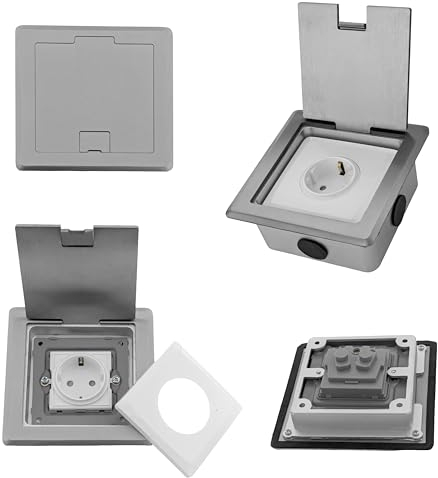 Einbausteckdosen Oberfläche Edelstahl V4A massiv in 3 Ausführungen 1-3 fach Ausführung auswählbar (Einzel)