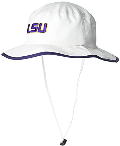 ZHATS Zephyr NCAA LSU Tigers Mens Bucket Hat Pontoon Trim, LSU Tigers White, Large