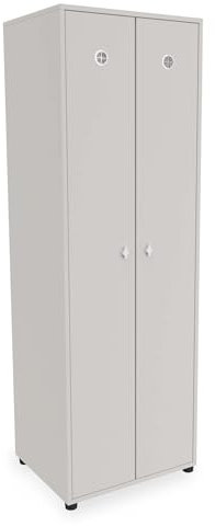 goodsforbusiness Holzspind Umkleideschrank mit 2 Abteile | Umkleidespind 2 Türen mit Vorrichtung für Vorhängeschlösser | Wertsachenschrank Mitarbeiterspind Garderobenschrank Fächerschrank (Lichtgrau)