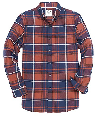 Dubinik® Flannel Shirt for Men Plaid Mens Button Down Long Sleeve Shirts Soft Pure Cotton Casual Shirts Regular Fit