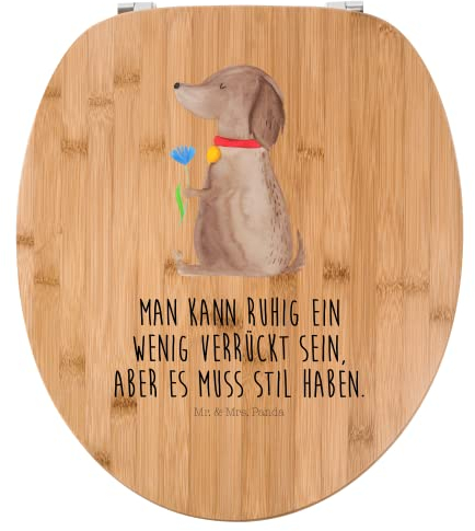 Mr. & Mrs. Panda Motiv WC Sitz Hund Blume - Geschenk, Toilettendeckel, Hundeliebe, Hundespruch, Frauchen, Hundemama, WC-Sitz, Klodeckel, Klobrille,