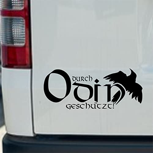 myrockshirt Geschützt durch Odin Rabe Raben Aufkleber Wikinger Nordic Viking Skandinavien Sticker
