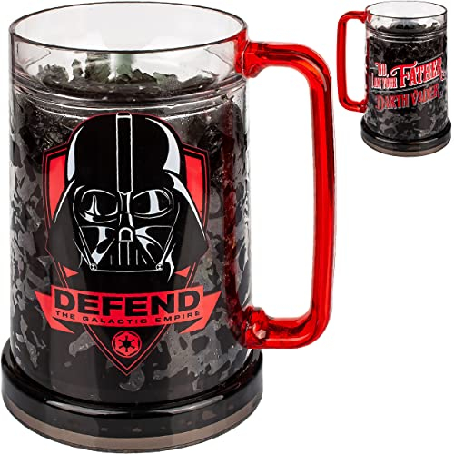 alles-meine.de GmbH 3D EIS Kristall Effekt - XXL großer - KÜHL Krug/Henkeltasse/Henkelbecher - Star War/Darth Vader - 475 ml - Bierkrug - doppelwandig - Eiswürfel Kühlen - ..