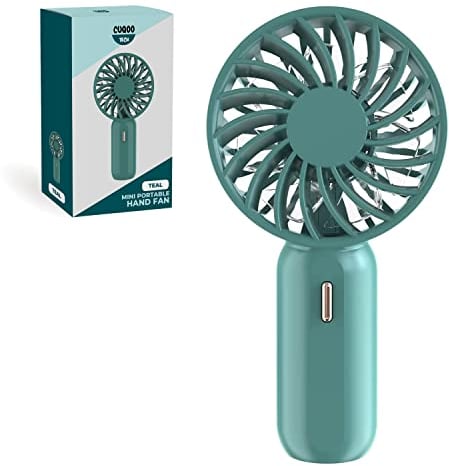 CUQOO Mini Hand Fan - USB Rechargeable Fan with 800mAh Battery & 3 Speeds, Portable Handheld for Travel, Home, Office, School & Everyday Use, Lightweight Compact Mini Fan, Green