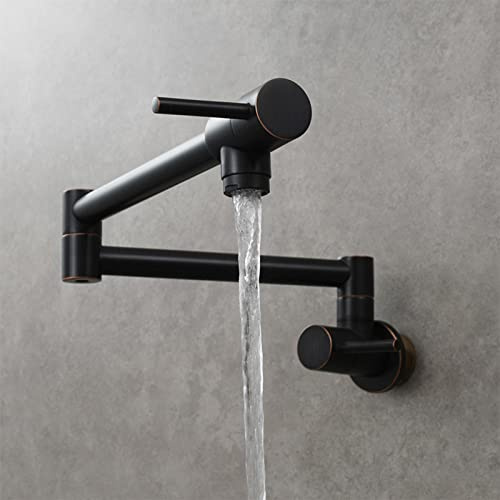Robinet de Remplissage de Pot Robinet Eau Froide Rotatif à 360 ° Robinet Cuisine Mural Mitigeur Cuisine Rabattable Pliable Bec Robinetterie de Cuisine Rabattable,Noir Rétro
