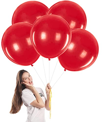 Luftballons Rot Groß 45cm/18Zoll Weihnachte Ballons,5 Stück Riesen Latex Luftballons Weihnachte Runde Helium Ballon Partyballon Deko für Rot Party,Geburtstag,Weihnachtsballon Girlande Dekorationen