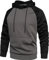 MANLUODANNI Hoodie Herren Raglan Pullover Slim Fit Männer Kapuzenpullover Farbblock Hoodi Langarm Long Sleeve Streetwear Unisex Casual Dunkelgrau+Schwarz XL