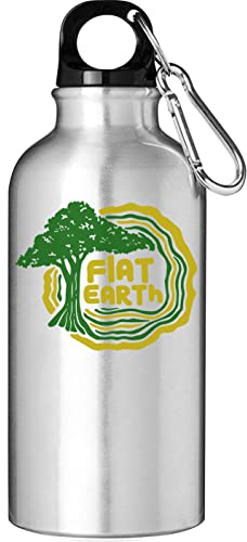 Flat Earth Green Tree Funny Graphic Touristische Wasserflasche Silber 400ml