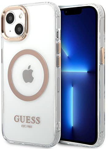 Guess GUHMP13MHTRMD Hülle für iPhone 13 6,1 Gold/Gold Hard case Metal Outline