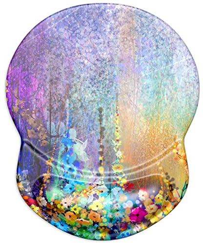 ITNRSIIET Mauspad, ergonomisches Mauspad mit Gel-Handgelenkauflage, Gaming-Mauspad mit Lycra-Tuch, rutschfeste PU-Unterseite für Computer Laptop Zuhause Büro und Reisen,Kunstblume