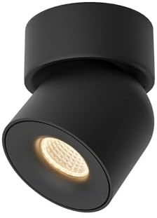 Aisilan Deckenstrahler 1 Flammig LED Schwarz, Drehbar und Schwenkbar 360° Deckenspot Warmweiß Modern Deckenleuchte für Schlafzimmer, Wohnzimmer, Flur, Kunstwerk