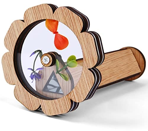 AUAUY DIY Kaleidoskop Set, Holz Kaleidoskop, Befüllbares Kaleidoskop Spielzeug Handgemachte Nostalgische Kaleidoskop Kinder und Erwachsene Lernspielzeug für Weihnachten Geburtstag Geschenk(Blütenform)