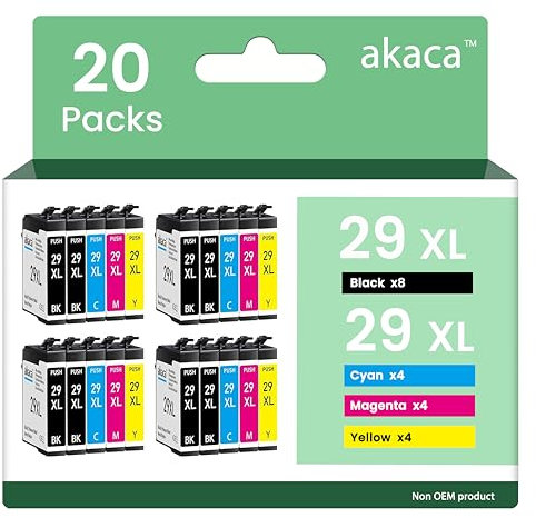 akaca 24er-Pack Kompatibel Druckerpatronen Tintenpatrone mit Epson 29 29XL Patronen für Expression Home XP-235 XP-245 XP-247 XP-255 XP-257 XP-332