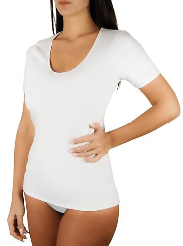 Clessidra Pacco da 3 Magliette a Manica Corta Donna in 100% Cotone Mercerizzato Made in Italy PT3210 (7, Bianco)