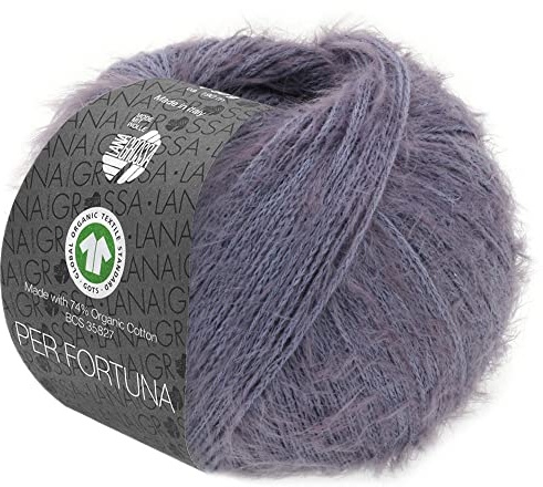 LANA GROSSA Per Fortuna GOTS | Leichtes Sommerflauschgarn mit Baumwolle | Handstrickgarn aus 74% Baumwolle (Bio) & 26% Polyamid | 50g Wolle zum Stricken & Häkeln | 190m Garn FB 39