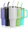 mebiusyhc 40oz Stainless Steel Vacuum Insulated Cup Double Wall Travel Flask Car Coffee Mug Tumbler with Straw with Handle for Hot Iced Coffee (Pearly White) (GMKBG98)