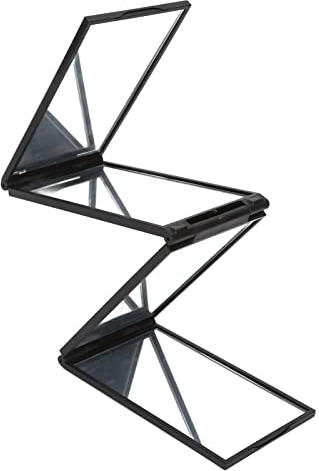 Lwuey Mini Miroir à 4 Faces, Compact 360° Pas Angle Mort Pliant Maquillage Pliable Portable Auto-Coupe Cheveux Domestique Teinture Toilettage Voyages Noir Bricolage Rasage Salon Coiffure Barbier