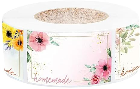 500Pcs Marking Label Sticker Self Adhesive, Flower Frame Colourful Blank Labels for Jam Jars, Canning Labels, Price Tags for for Kitchen School Party Gift Decor(as shown)
