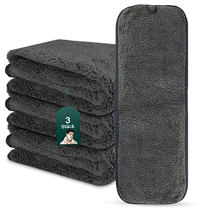 Rasiertuch 70x25 cm, Mikrofaser weich flauschiges Rasierer Tuch, Premium Barber Rasier-Handtuch Kosmetex Männer Geburtstagsgeschenk Rasurtuch (Grau I 3 Stück)