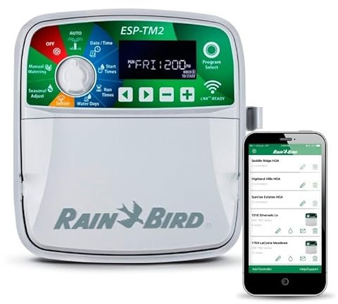 Riegopro Programador de riego Rain Bird ESP-TM2 de Interior. Compatible con Módulo WiFi LNK. Ideal para Uso Residencial (12 Zonas)