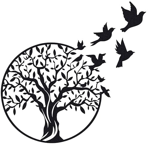 Pduoduo Tree Life Décoration murale en métal Arbre de vie à suspendre pour intérieur ou extérieur, jardin, maison, chambre à coucher, salon (49 cm)