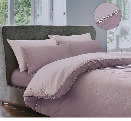 Cieffepi Home Collections GIOIA Set Copripiumino + Federa/e per letto singolo o matrimoniale (Singolo, Cipria/Rosa)
