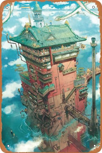 Studio Ghibli Anime-Poster, Retro-Metall-Blechschild, Vintage-Wanddekoration, Schilder, Metallposter, 20,3 x 30,5 cm