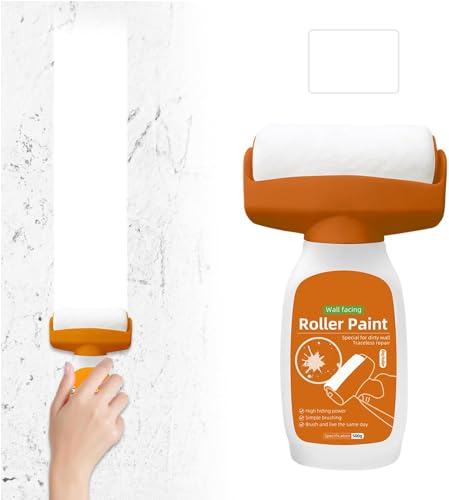 Kaezuy 500g Wandfarbe Reparatur, Wandreparatur-Rollenfarbe, Ausbesserungsfarbe Weiss Wand Rollbürste, Wandreparatur Creme Für Wände, Schlafsäle, Häuser, Schlafzimmer (Weiß)