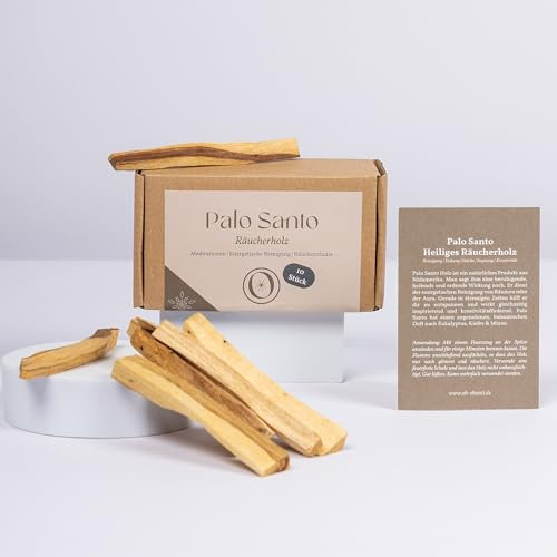 Oh Shanti® - 10 Stück Palo Santo Holz zum Räuchern | Naturbelassene Räucherstäbchen | 100% naturrein, ohne Zusätze, aus fairem Anbau | Meditation & Hausreinigung