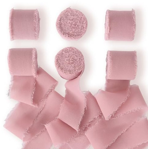 Schleifenband Stoff Chiffonband 3,6cm x 30m Geschenkband Breit Band Hochzeit Stoffband für Hochzeit Party Brautsträuße (Graurosa)