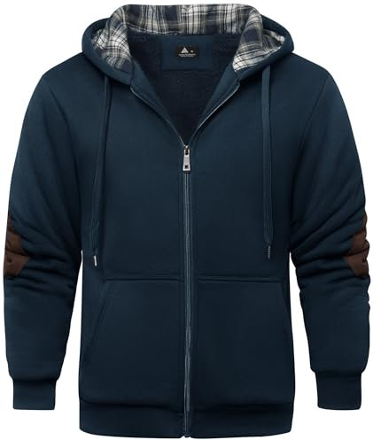 SPEEDRUN Felpa da Uomo con Cappuccio e Zip e Fodera in Pile Invernale Sweatshirt Hoodie Uomo con Zip Manica Lunga Sport