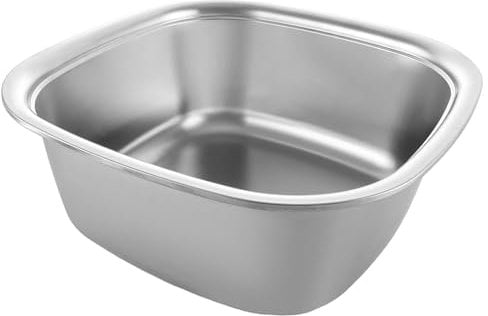 ASelected Washing Up Bowl, Stainless Steel square Washing Basin, Dishtub, Mixing Bowl, Plastic Free, 34 x 34 x13Cm