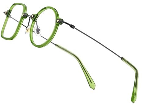 WxuuLTGJR Herren-Brillengestelle, links, quadratisch, rechts, rund, Brillengestell aus Acetat-Titan, Damen-Brillengestelle, Vintage-Brillengestell