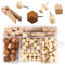 128Piece Wooden Push Pins Set - Mixed Kit with Storage Box for Bulletin Boards, Map Pins Cork Board Thumb Tacks for Office, School, and Home Use