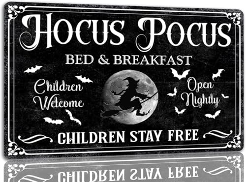 Duetom Hocus Pocus Bed and Breakfast Aluminiumschild, Halloween-Metallschild, Vintage, gruselige Dekoration, Halloween, Hexe, Dekoration, Schilder, Gothic, Halloween-Dekorationen für Café, Bar, Küche,